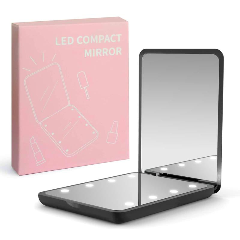 Mini Pocket Mirror Travel Mirror with Light, Led Compact Mirror,1X/3X Magnifying Mirror with Light,2-Sided Handheld Fold Mirror,Small Travel Makeup Mirror,Lighted Compact Mirror for Purse,Gift