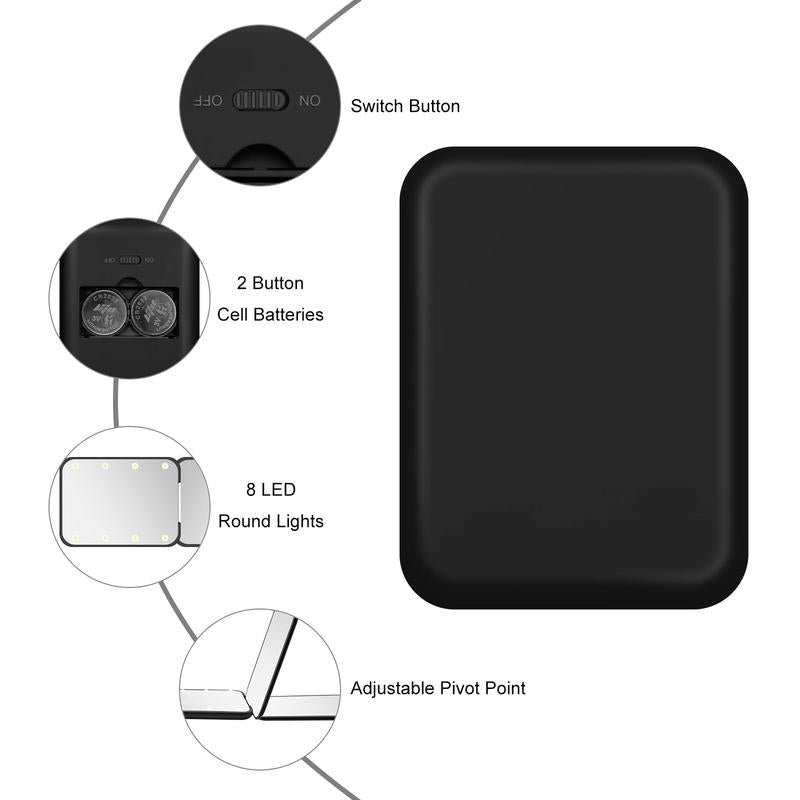 Mini Pocket Mirror Travel Mirror with Light, Led Compact Mirror,1X/3X Magnifying Mirror with Light,2-Sided Handheld Fold Mirror,Small Travel Makeup Mirror,Lighted Compact Mirror for Purse,Gift