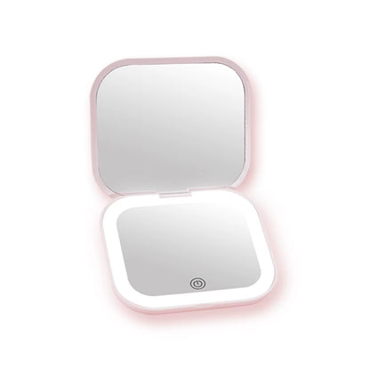 Portable Foldable Travel Mirror with LED Light, Compact Cosmetic Mirror, 10X Magnifying Mirror, 2 Sides, Beauty, round Mirror