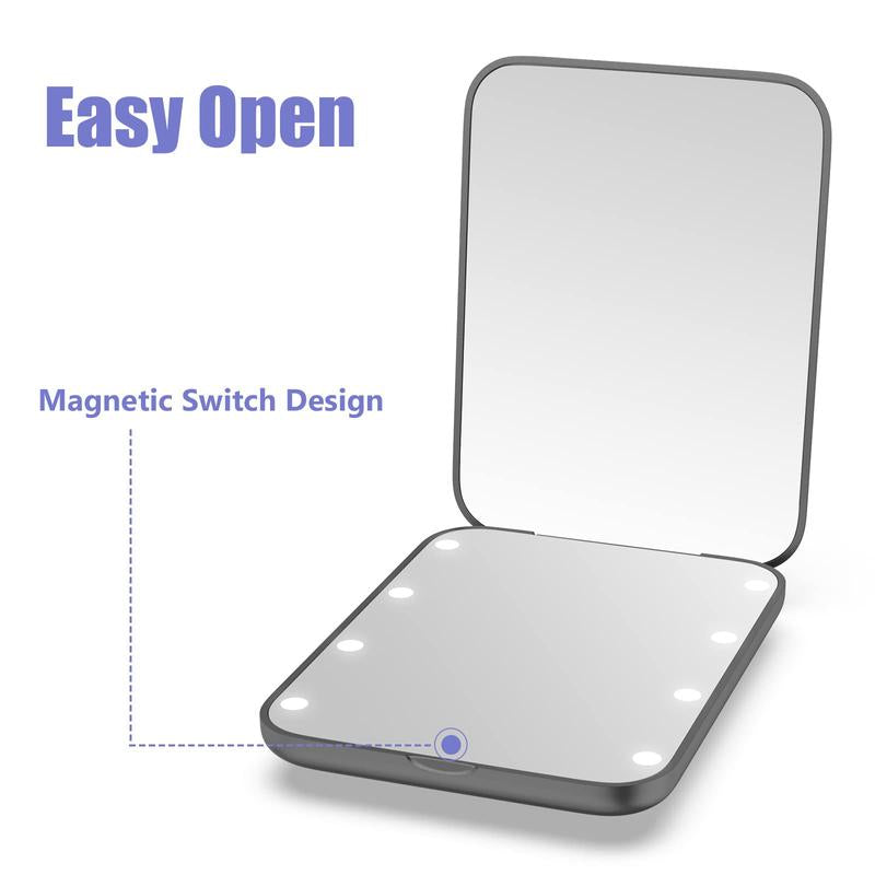 Mini Pocket Mirror Travel Mirror with Light, Led Compact Mirror,1X/3X Magnifying Mirror with Light,2-Sided Handheld Fold Mirror,Small Travel Makeup Mirror,Lighted Compact Mirror for Purse,Gift