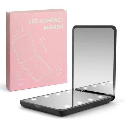 Mini Pocket Mirror Travel Mirror with Light, Led Compact Mirror,1X/3X Magnifying Mirror with Light,2-Sided Handheld Fold Mirror,Small Travel Makeup Mirror,Lighted Compact Mirror for Purse,Gift