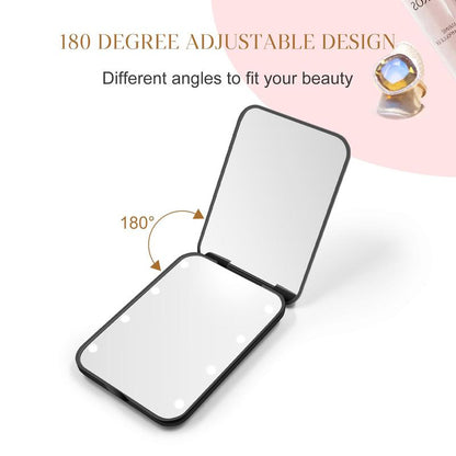 Mini Pocket Mirror Travel Mirror with Light, Led Compact Mirror,1X/3X Magnifying Mirror with Light,2-Sided Handheld Fold Mirror,Small Travel Makeup Mirror,Lighted Compact Mirror for Purse,Gift