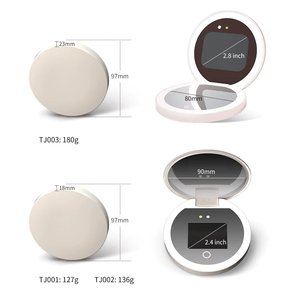 UV Smart Sunscreen Makeup Mirror Sunscreen Detection Mirror UV Mirror Sunscreen Testing Portable LED Light Makeup Mirror