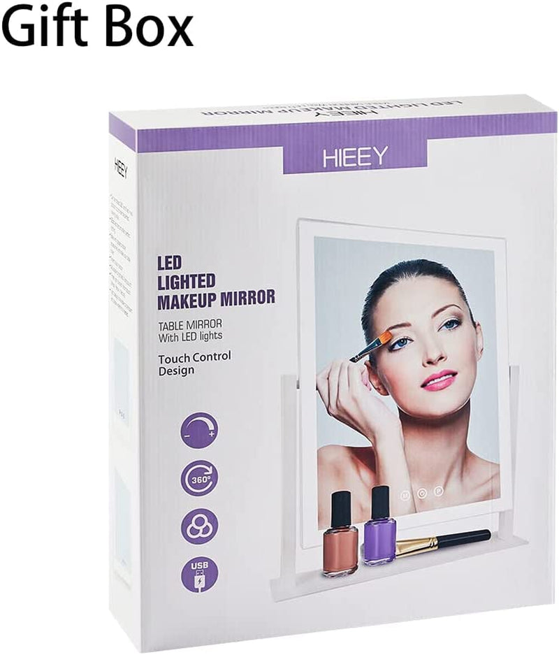 Lighted Makeup Mirror, Hollywood Vanity Mirror with Lights, Three Color Lighting Modes, and 5X Magnification Mirror, Smart Touch Control, 360°Rotation (17.3In,White,Gift Box)