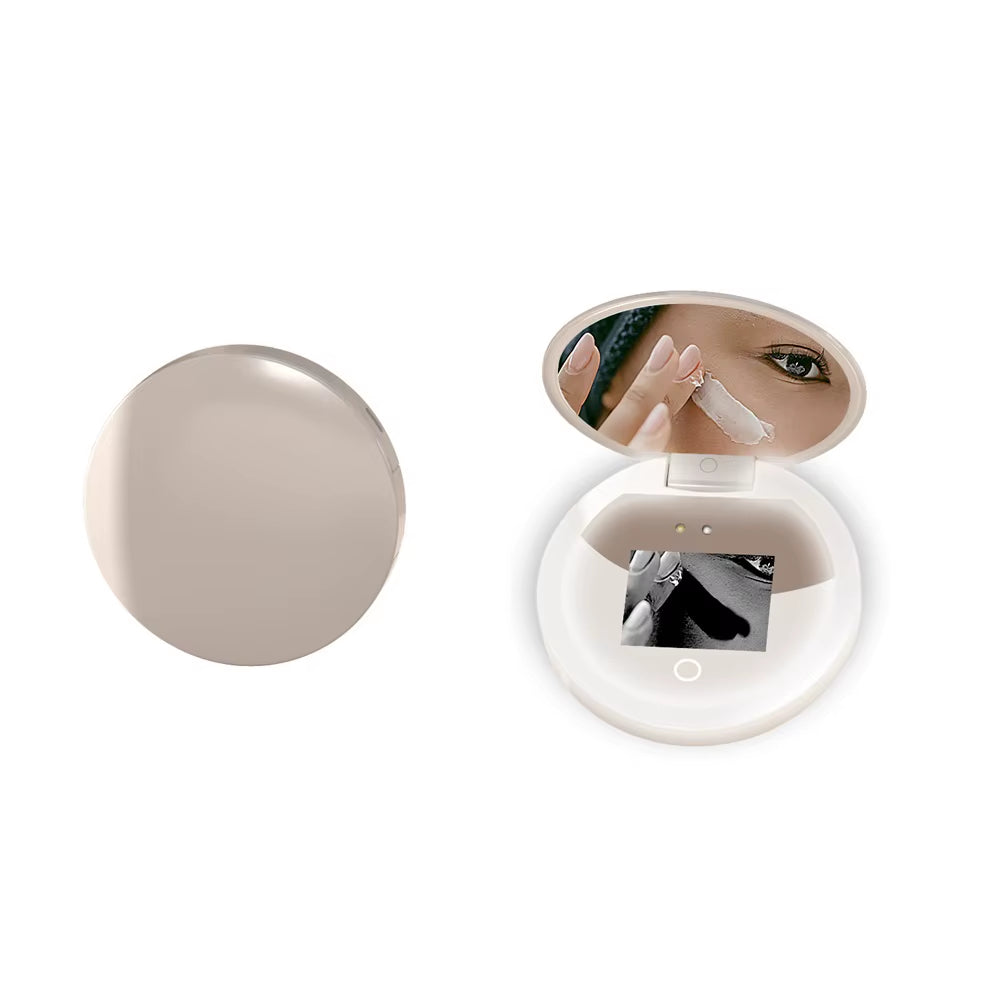 UV Smart Sunscreen Makeup Mirror Sunscreen Detection Mirror UV Mirror Sunscreen Testing Portable LED Light Makeup Mirror