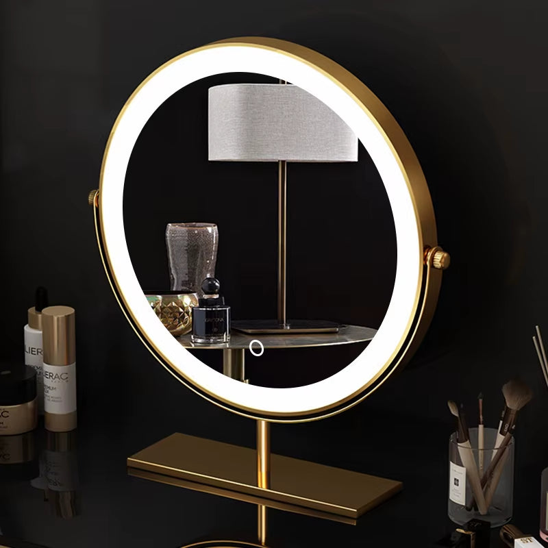 Cosmetic Makeup Mirror with Led Lights Lighted Vanity Tabletop Dimmable Multi-Color Travel Mirrors with 10X Spot Maganify Mirror