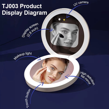 UV Smart Sunscreen Makeup Mirror Sunscreen Detection Mirror UV Mirror Sunscreen Testing Portable LED Light Makeup Mirror