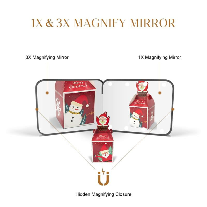 Mini Pocket Mirror Travel Mirror with Light, Led Compact Mirror,1X/3X Magnifying Mirror with Light,2-Sided Handheld Fold Mirror,Small Travel Makeup Mirror,Lighted Compact Mirror for Purse,Gift