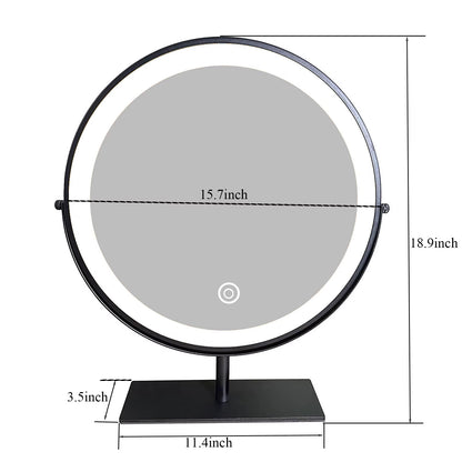 Cosmetic Makeup Mirror with Led Lights Lighted Vanity Tabletop Dimmable Multi-Color Travel Mirrors with 10X Spot Maganify Mirror