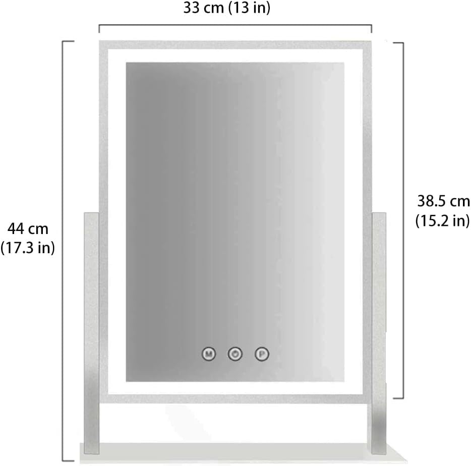 Lighted Makeup Mirror, Hollywood Vanity Mirror with Lights, Three Color Lighting Modes, and 5X Magnification Mirror, Smart Touch Control, 360°Rotation (17.3In,White,Gift Box)