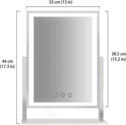 Lighted Makeup Mirror, Hollywood Vanity Mirror with Lights, Three Color Lighting Modes, and 5X Magnification Mirror, Smart Touch Control, 360°Rotation (17.3In,White,Gift Box)