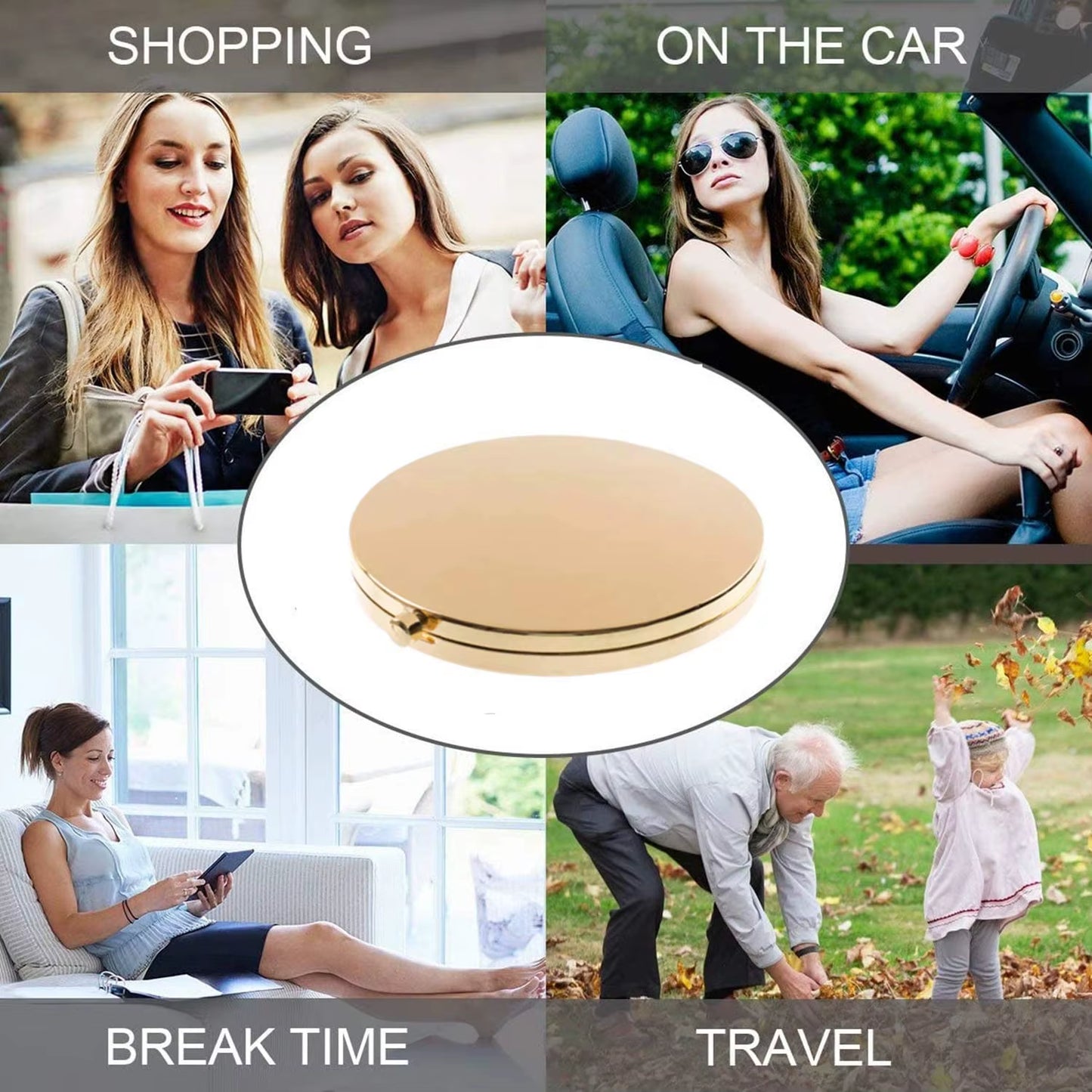 New Style Compact Travel Makeup Magnifying Mirror - Small Portable Elegant Folding Mirror with Handheld and Easy to Carry