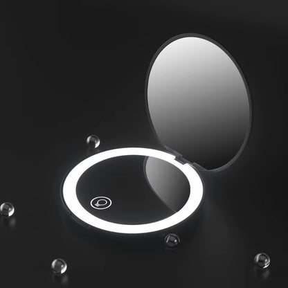 Mini Portable Folding Travel Mirror LED Light Makeup Mirror Compact Mirror 10X Magnification 2-Sided Beauty Makeup round Mirror