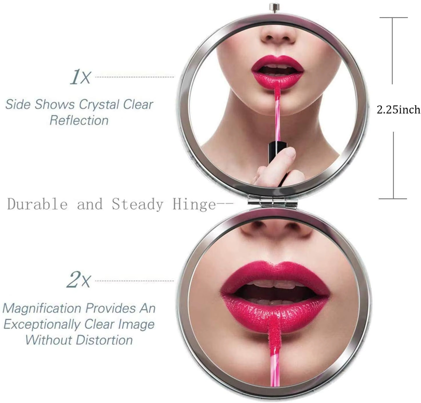 New Style Compact Travel Makeup Magnifying Mirror - Small Portable Elegant Folding Mirror with Handheld and Easy to Carry