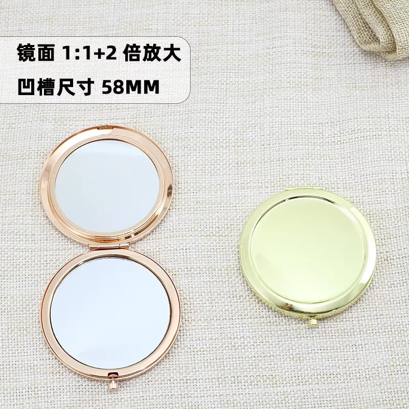 Portable Folding Mirror Mini Compact Stainless Steel Metal Makeup Cosmetic Pocket Mirror for Makeup Mirrors Beauty Accessories