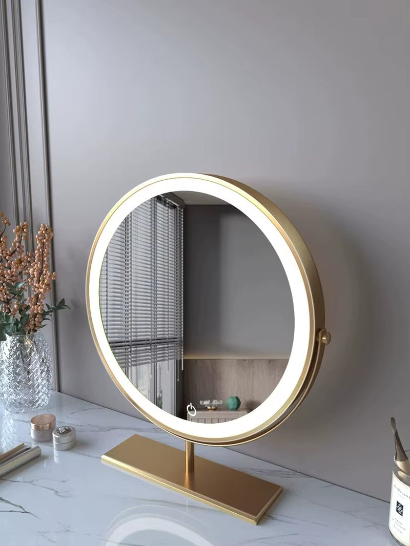Cosmetic Makeup Mirror with Led Lights Lighted Vanity Tabletop Dimmable Multi-Color Travel Mirrors with 10X Spot Maganify Mirror