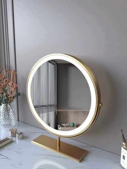 Cosmetic Makeup Mirror with Led Lights Lighted Vanity Tabletop Dimmable Multi-Color Travel Mirrors with 10X Spot Maganify Mirror