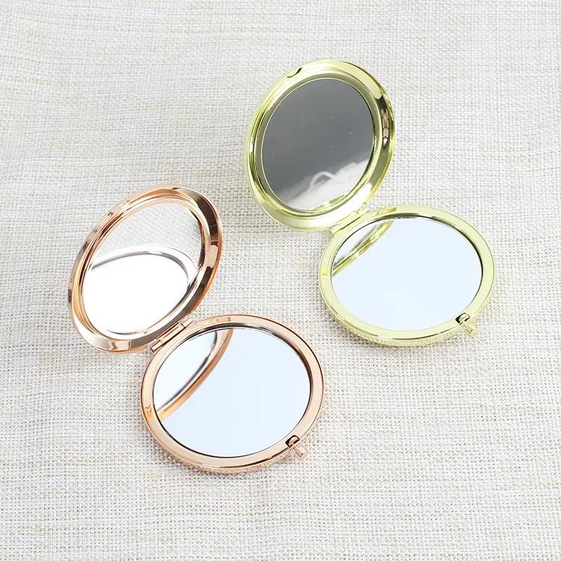 Portable Folding Mirror Mini Compact Stainless Steel Metal Makeup Cosmetic Pocket Mirror for Makeup Mirrors Beauty Accessories