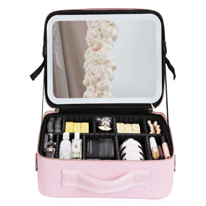 Cosmetic Case with Smart LED Mirror Cosmetic Bag Travel Makeup Bags for Women Fashion Portable Storage Bag Travel Makeup Bags