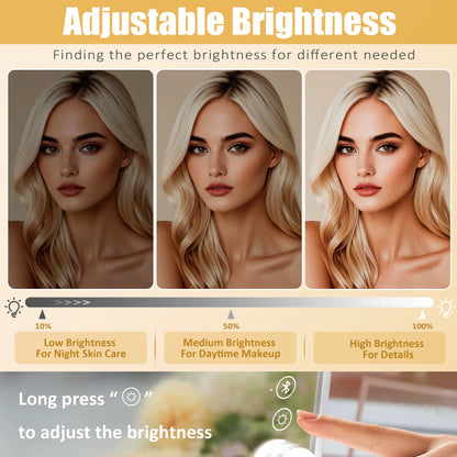 FENCHILIN White Vanity Mirror with Lights Wireless Charger Bluetooth Speaker Hollywood Makeup Mirror with 12 Dimmable Bulbs