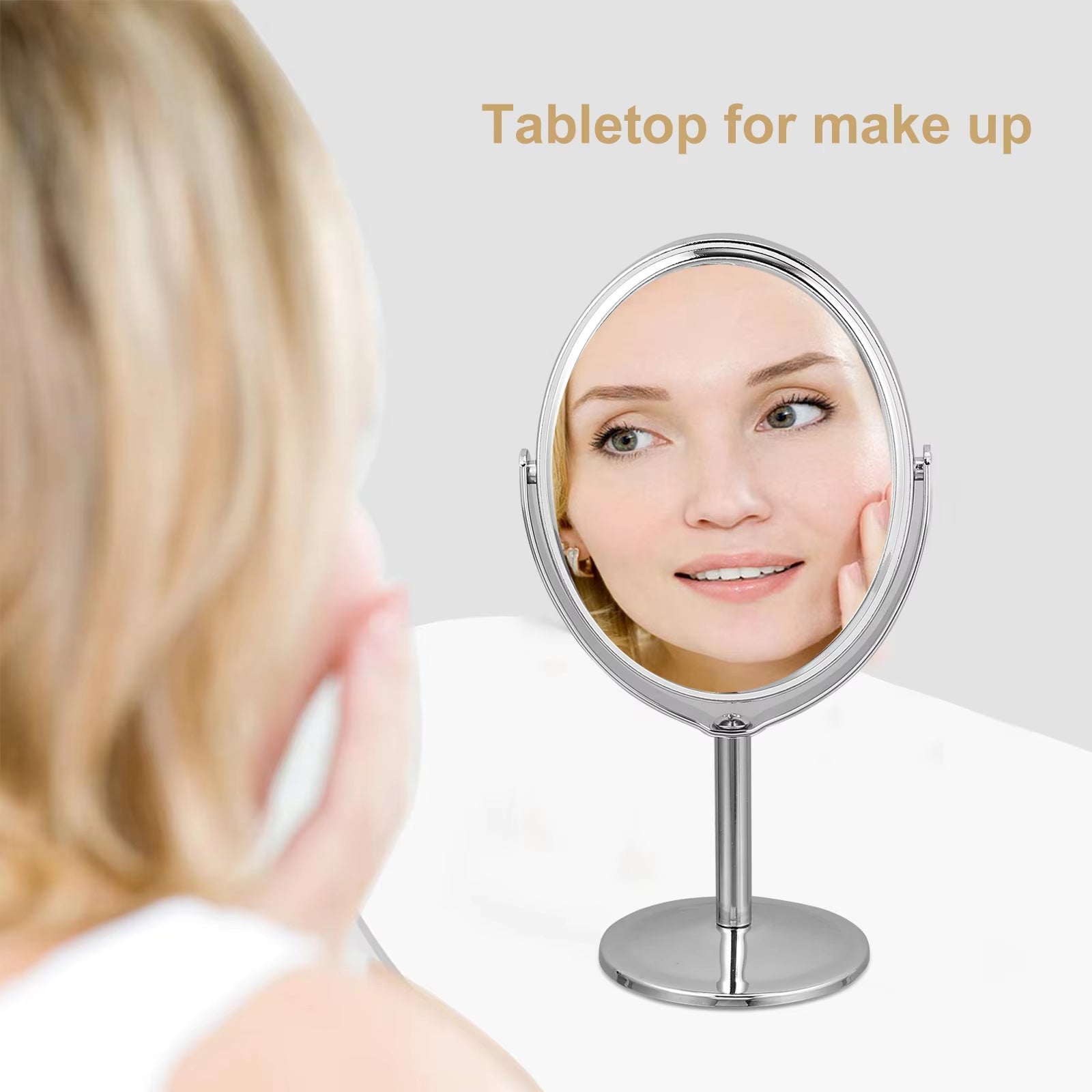 Double Sided Makeup Mirror 3 Inch Desktop Dresser Mirror Rotatable Mini Cute Double-Sided Dresser Mirror Makeup Cosmetic Mirrors