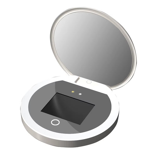UV Smart Sunscreen Makeup Mirror Sunscreen Detection Mirror UV Mirror Sunscreen Testing Portable LED Light Makeup Mirror